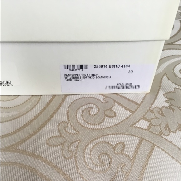 Yves Saint Laurent Blue Patent/Suede Wedge Sandals - Picture 5 of 11